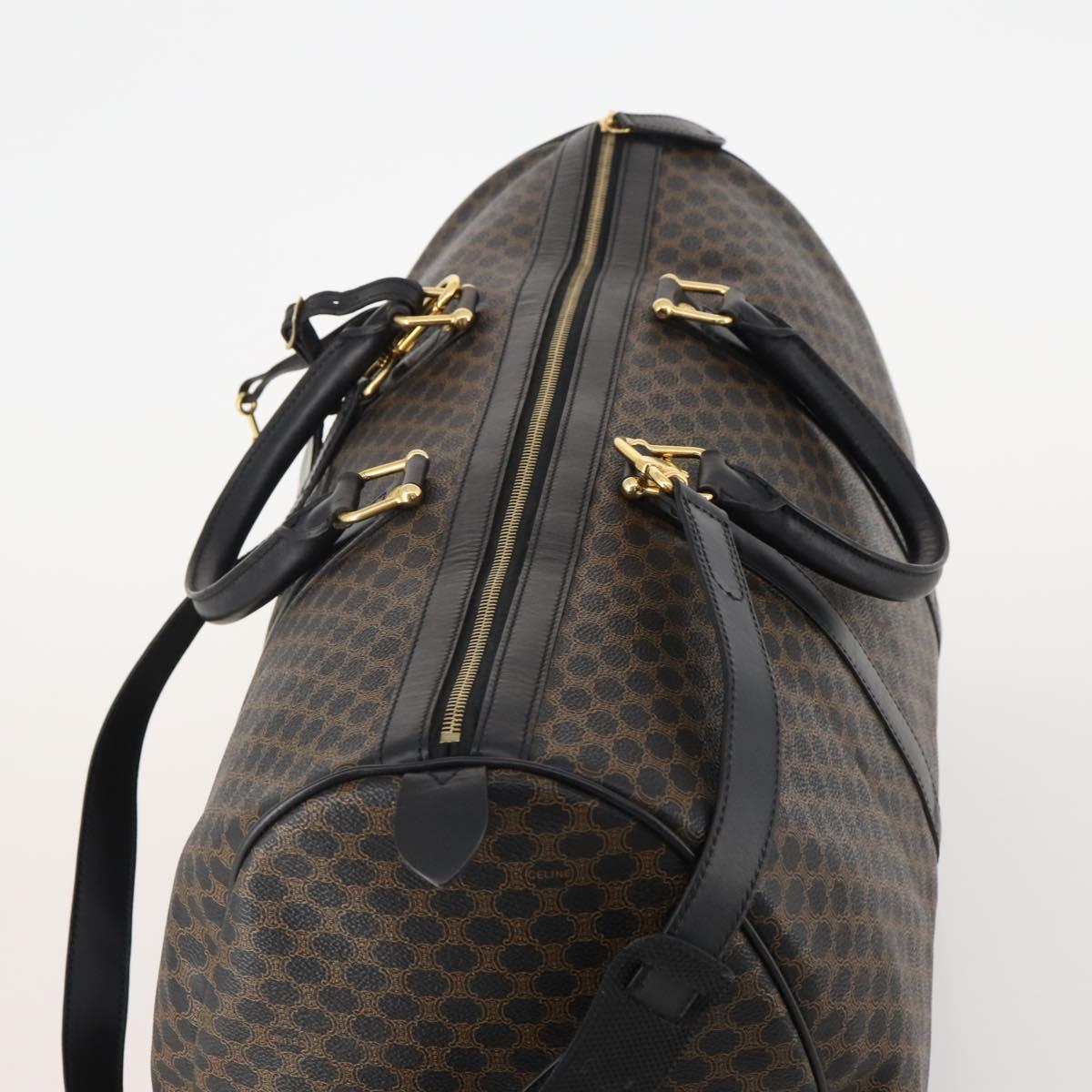 CELINE Macadam Canvas Boston Bag PVC Leather 2way Black Gold Auth 180526A
