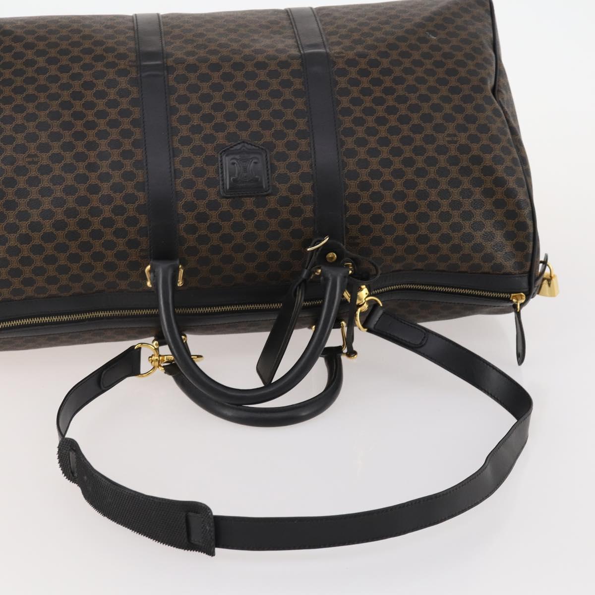 CELINE Macadam Canvas Boston Bag PVC Leather 2way Black Gold Auth 180526A
