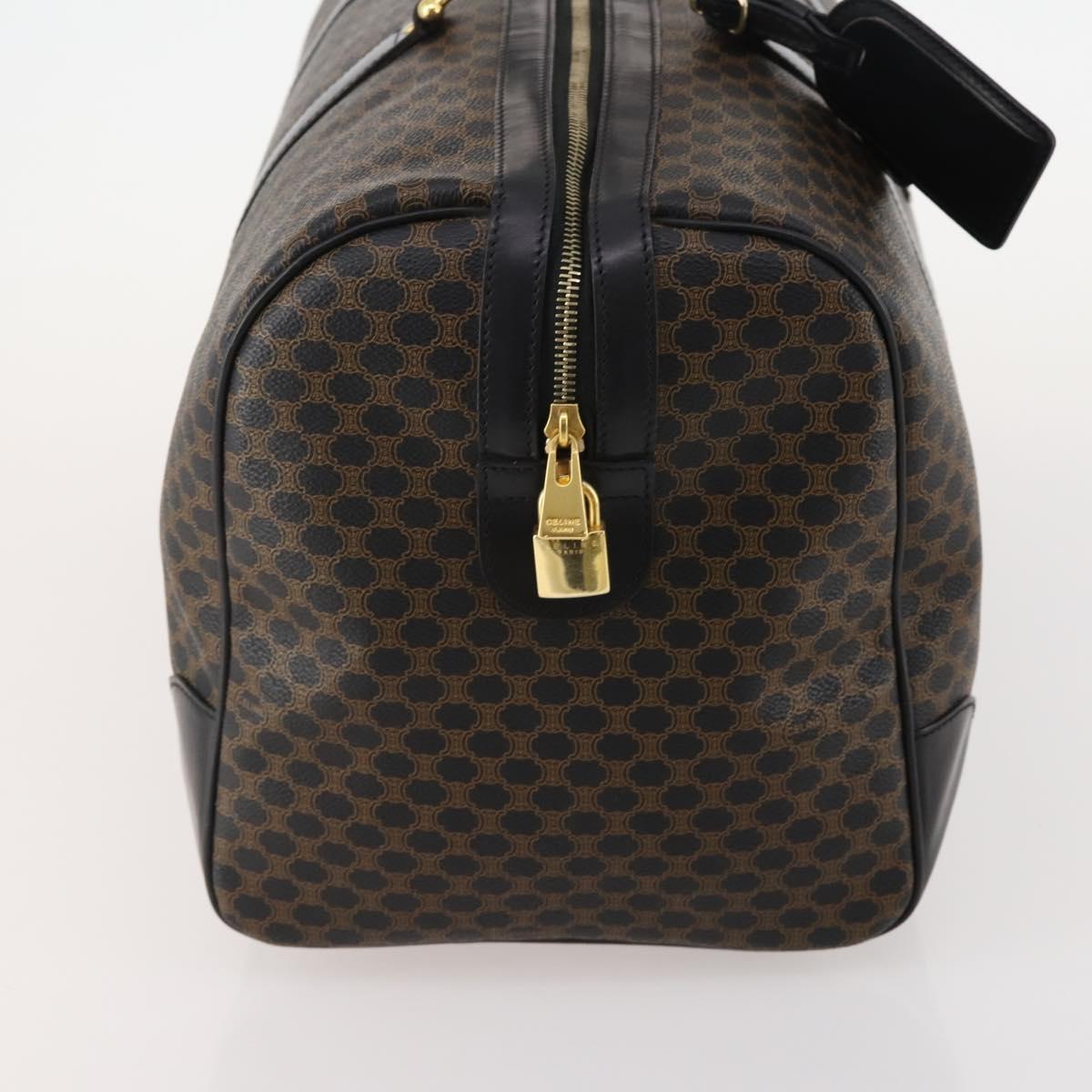 CELINE Macadam Canvas Boston Bag PVC Leather Black Gold Auth 180527A