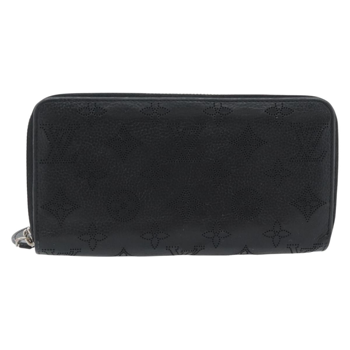 LOUIS VUITTON Monogram Mahina Zippy Wallet Long Wallet Black M61867 Auth 180533