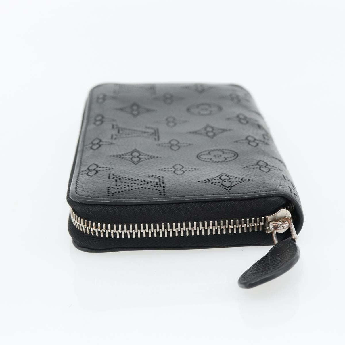 LOUIS VUITTON Monogram Mahina Zippy Wallet Long Wallet Black M61867 Auth 180533