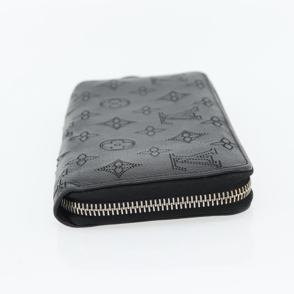 LOUIS VUITTON Monogram Mahina Zippy Wallet Long Wallet Black M61867 Auth 180533
