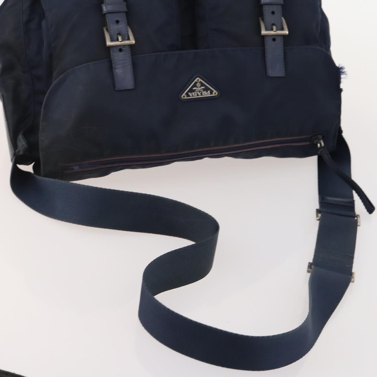 PRADA Shoulder Bag Nylon Velour 4 Set Navy Pink Khaki Auth 180542