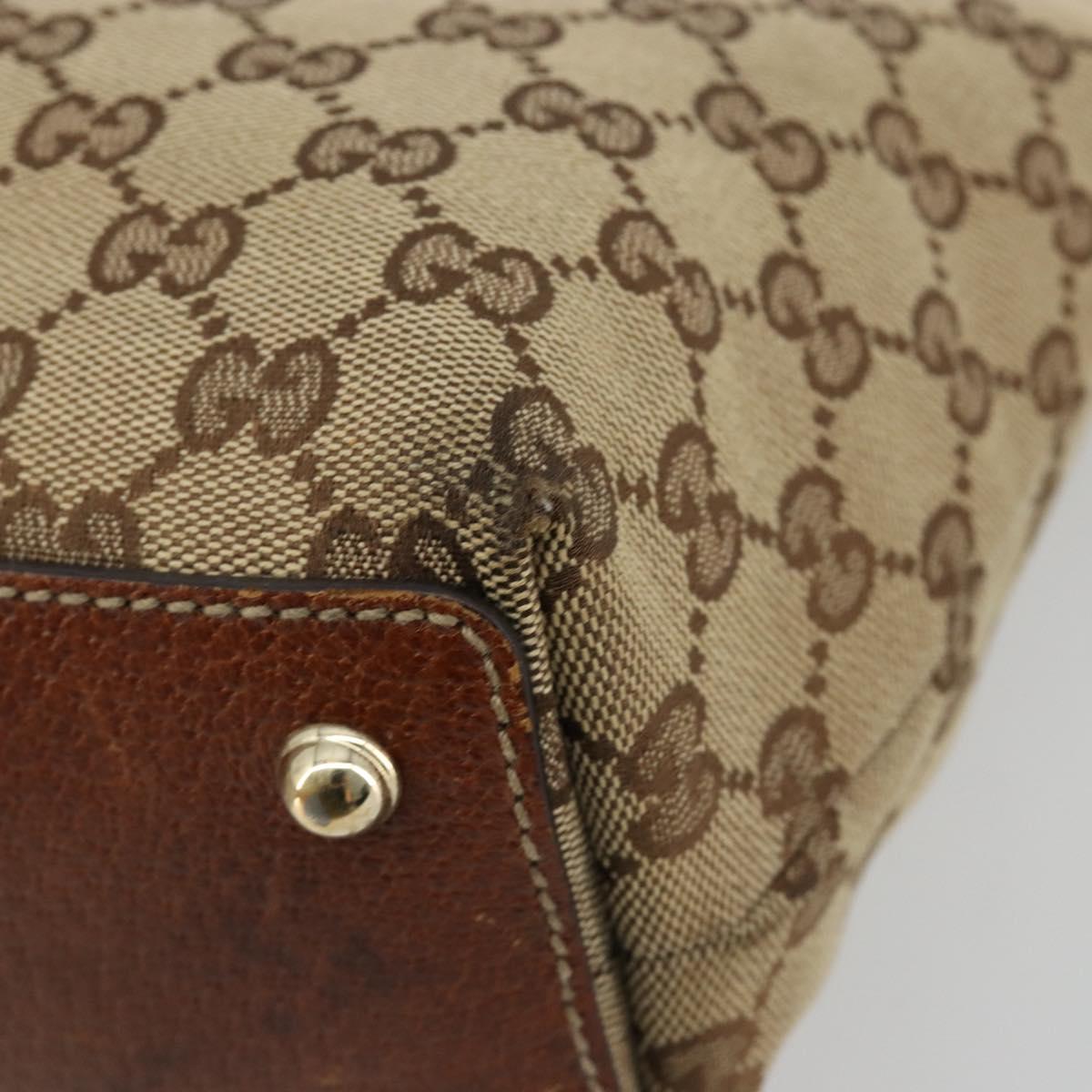 GUCCI GG Canvas Hand Bag Beige Gold 140203 Auth 180576A