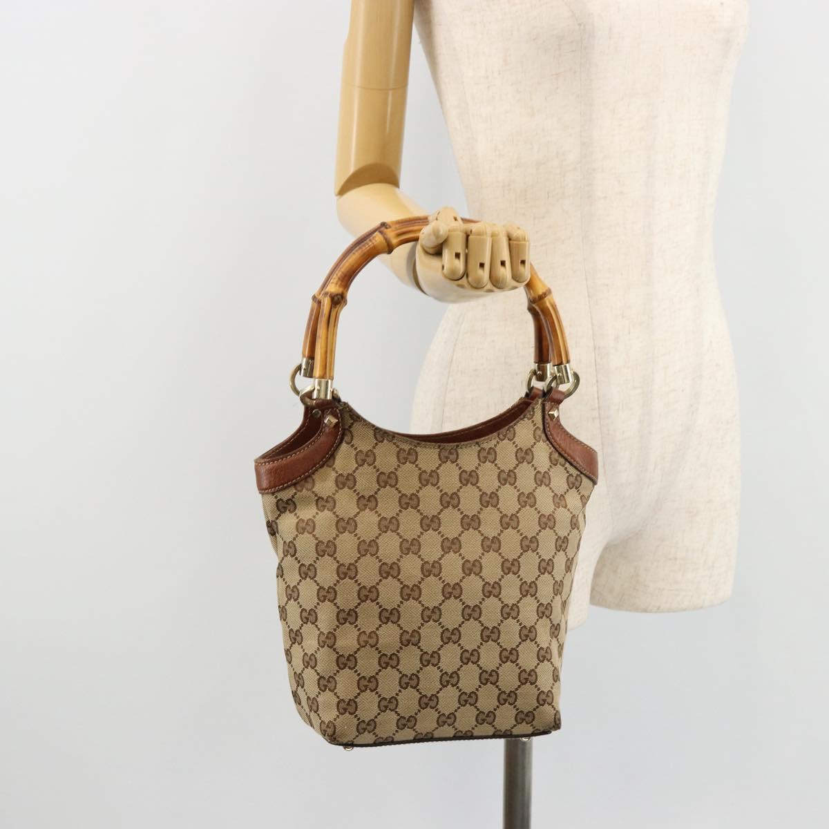 GUCCI GG Canvas Hand Bag Beige Gold 140203 Auth 180576A