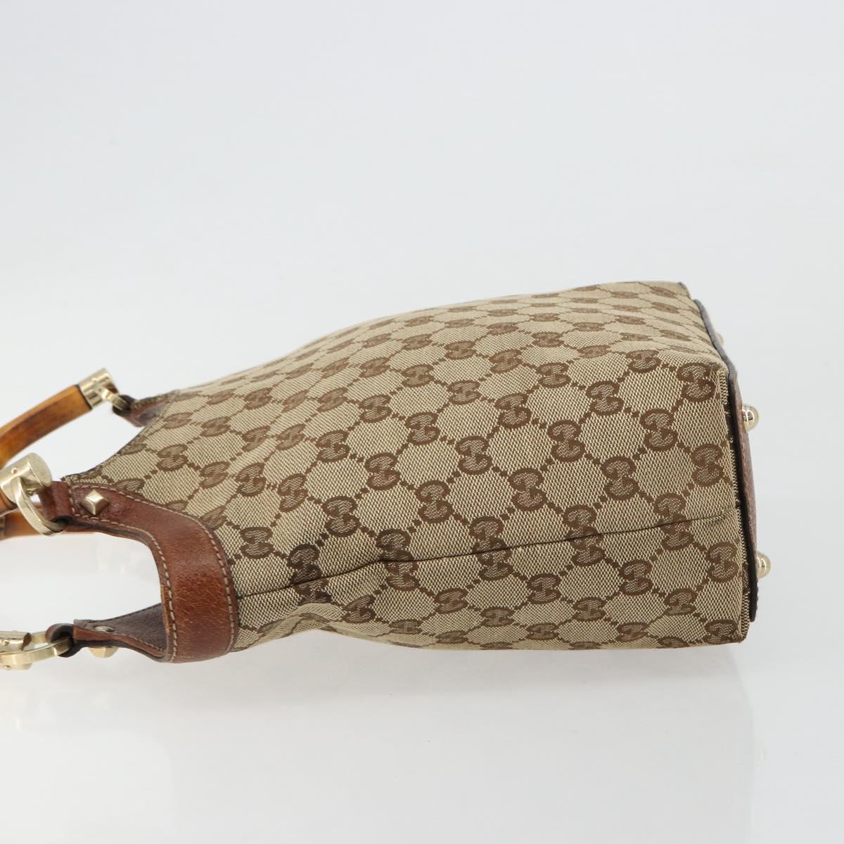 GUCCI GG Canvas Hand Bag Beige Gold 140203 Auth 180576A