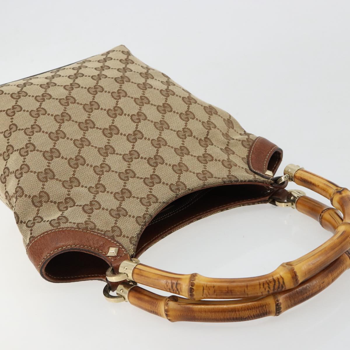 GUCCI GG Canvas Hand Bag Beige Gold 140203 Auth 180576A