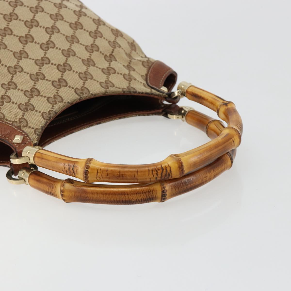 GUCCI GG Canvas Hand Bag Beige Gold 140203 Auth 180576A
