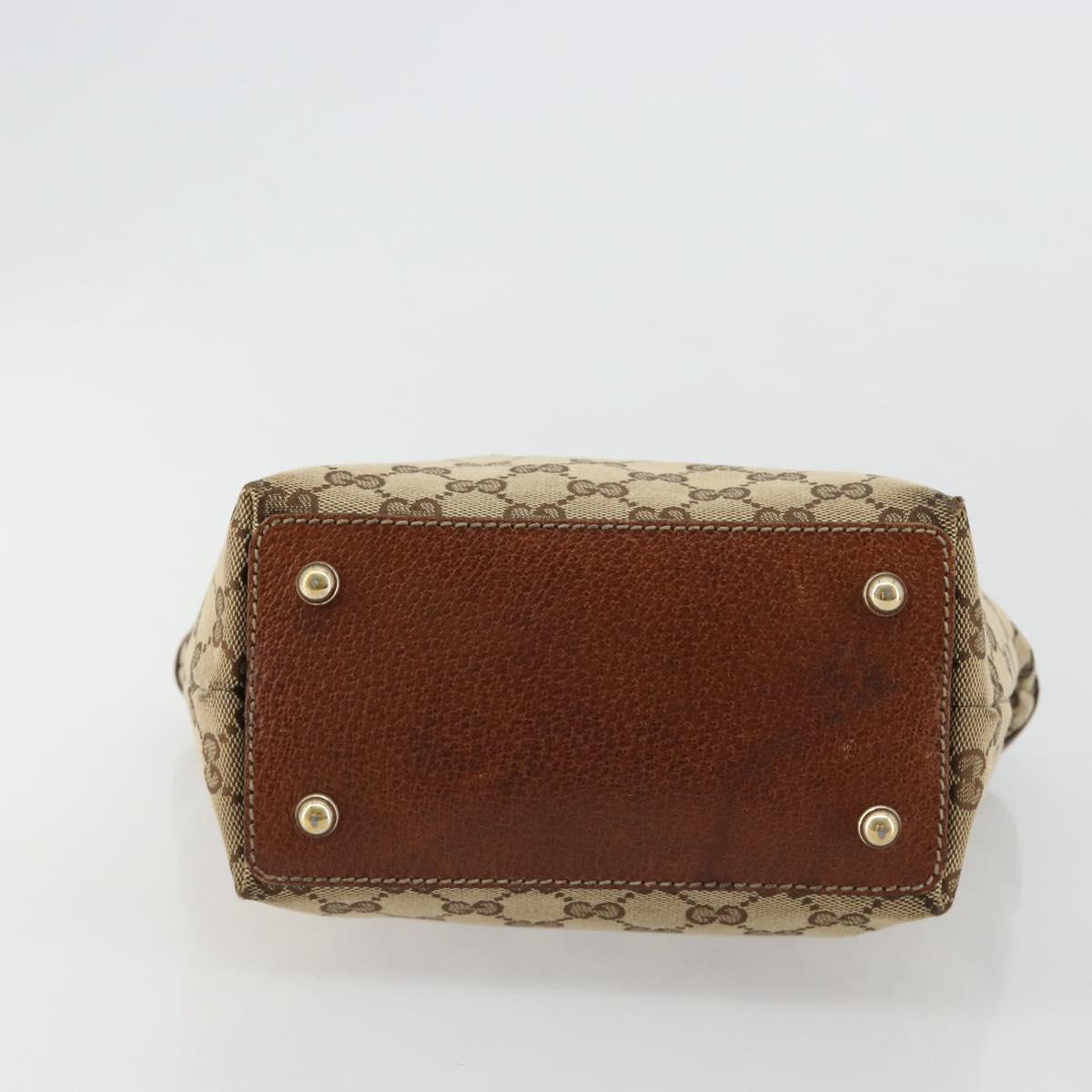 GUCCI GG Canvas Hand Bag Beige Gold 140203 Auth 180576A
