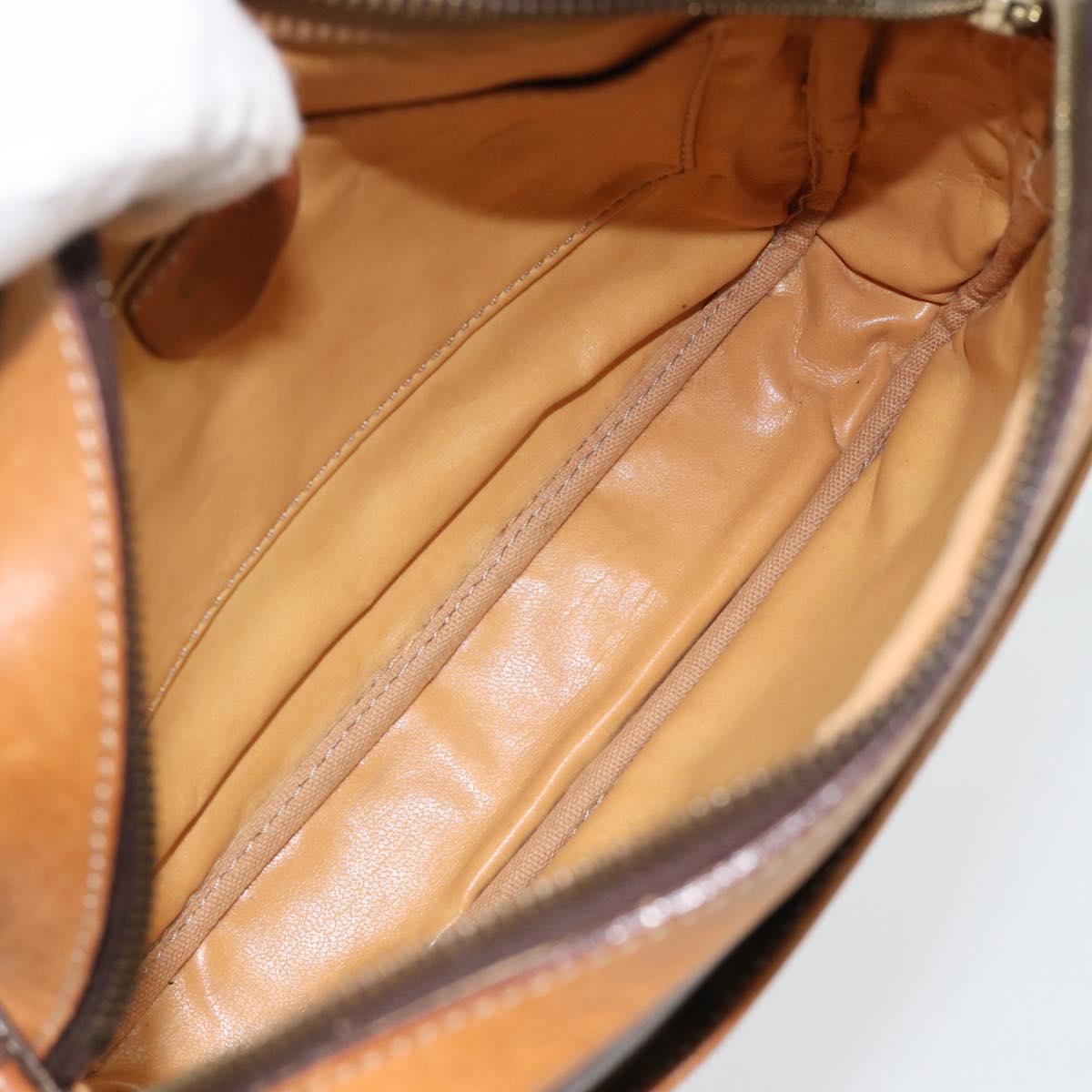 CELINE Macadam Canvas Shoulder Bag PVC Leather Brown Gold Auth 180579A