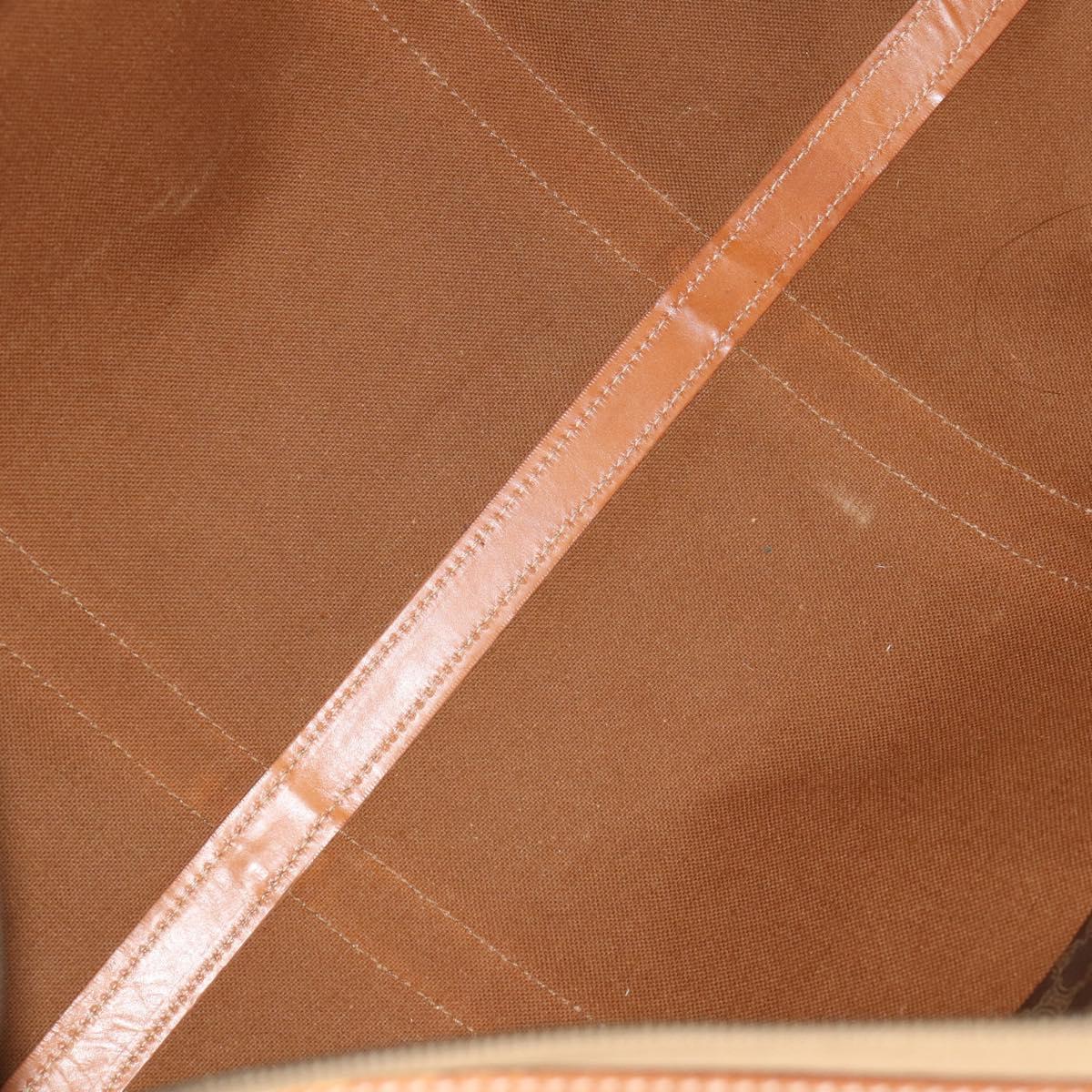 CELINE Macadam Canvas Boston Bag PVC Leather Brown Gold Auth 180582