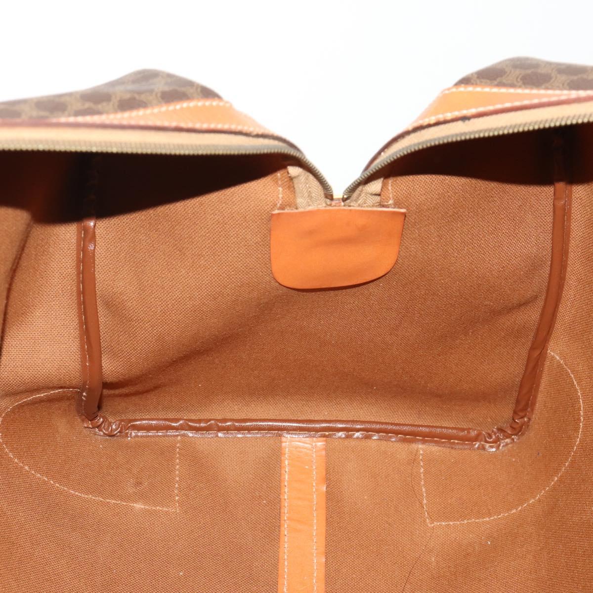 CELINE Macadam Canvas Boston Bag PVC Leather Brown Gold Auth 180582
