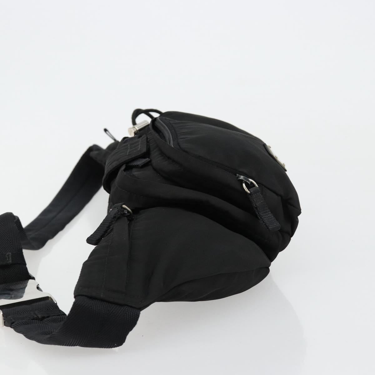 PRADA Body Bag Nylon Black Silver Auth 180598A