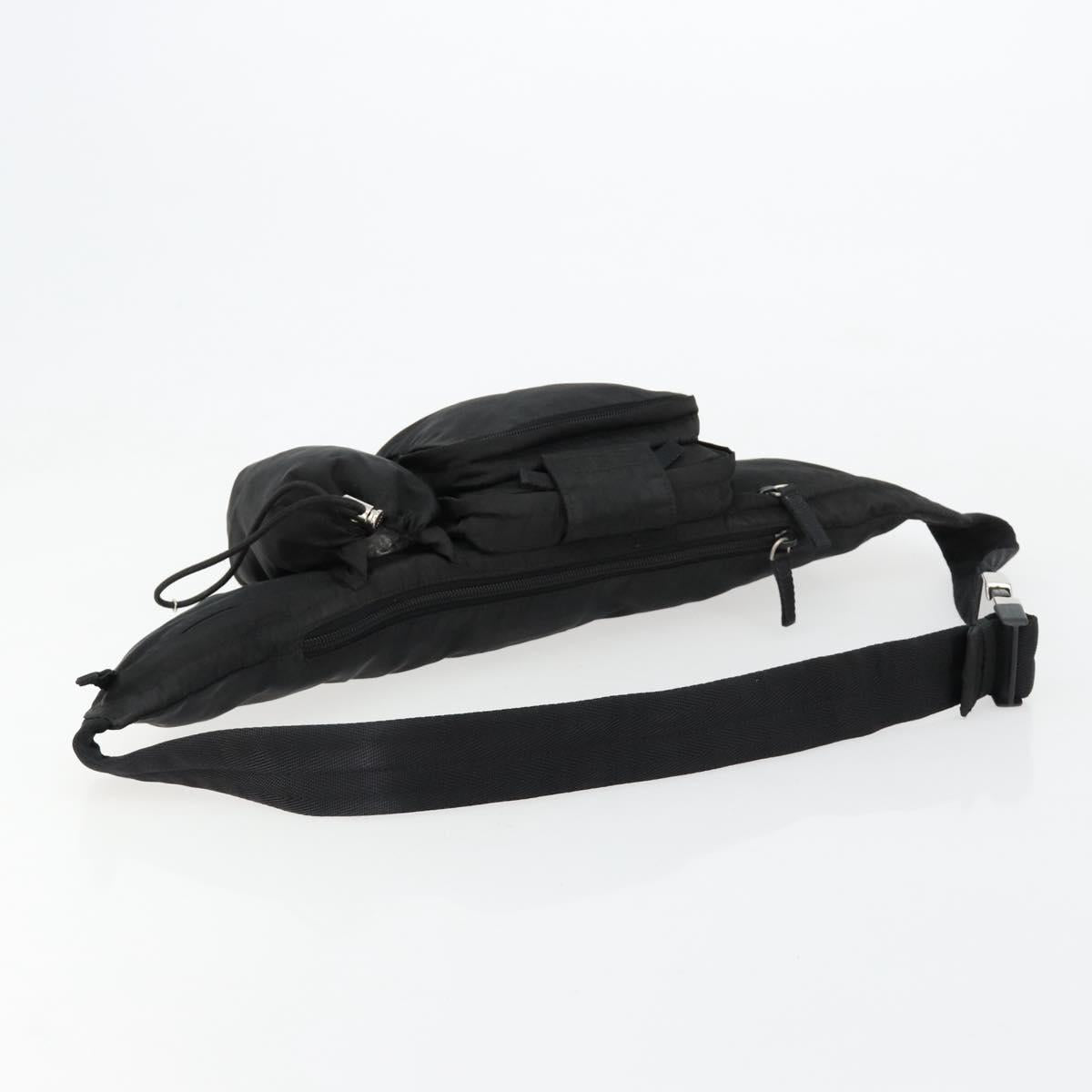 PRADA Body Bag Nylon Black Silver Auth 180598A