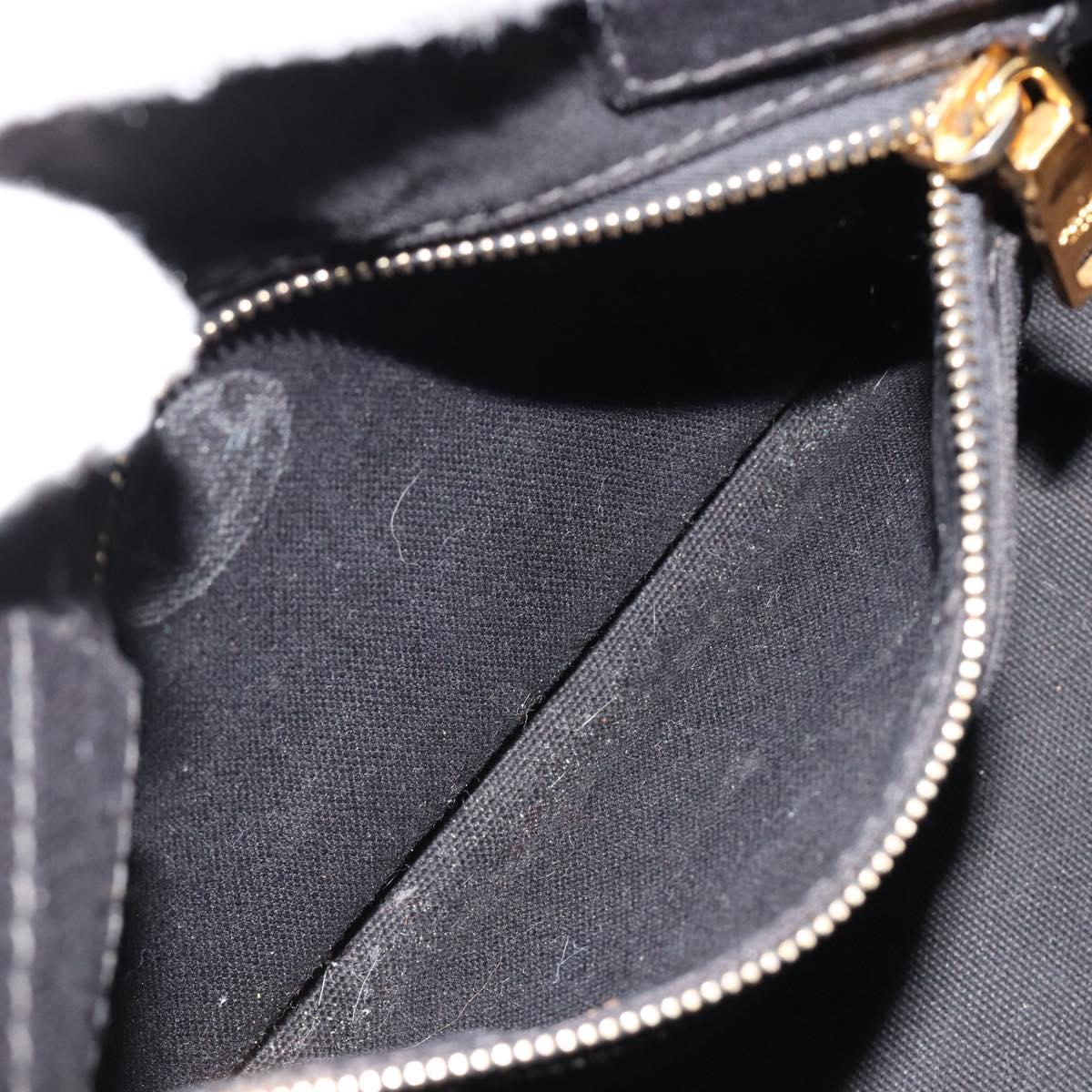 PRADA Canapa MM Hand Bag Canvas 2way Black Gold Auth 180606