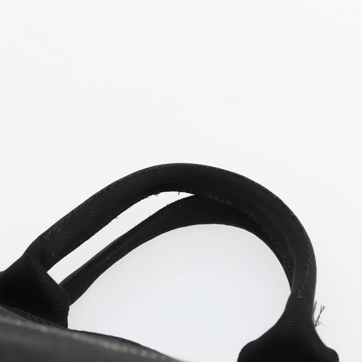 PRADA Canapa MM Hand Bag Canvas 2way Black Gold Auth 180606