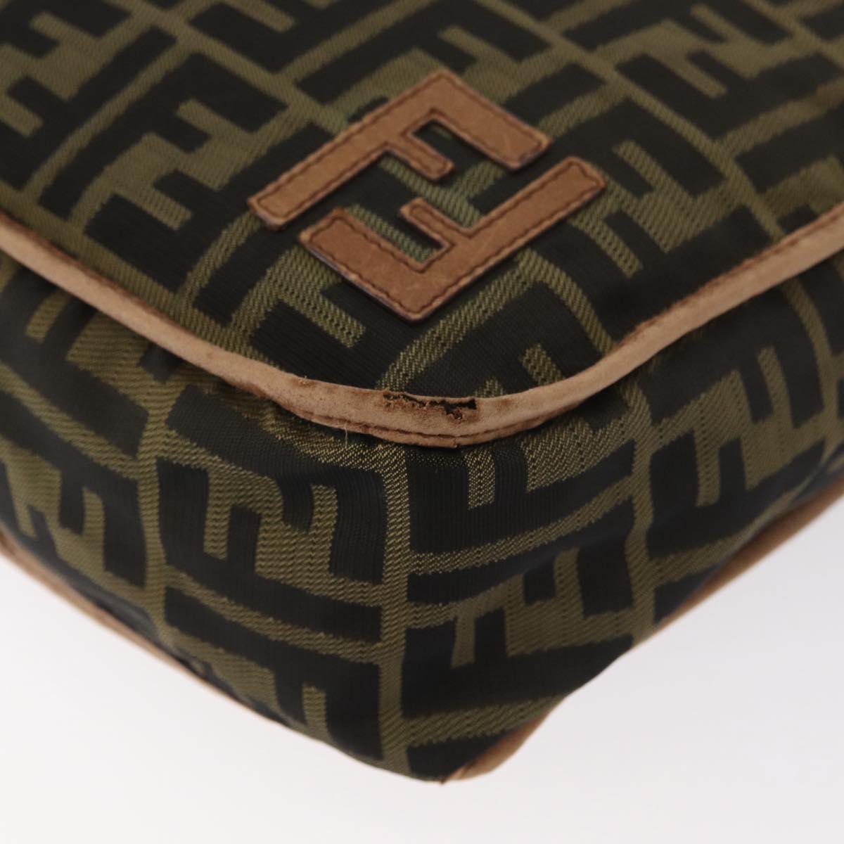 FENDI Zucca Canvas Shoulder Bag Black Brown Auth 180611