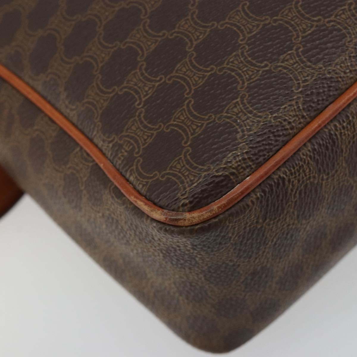 CELINE Macadam Canvas Shoulder Bag PVC Leather Brown Gold Auth 180612A