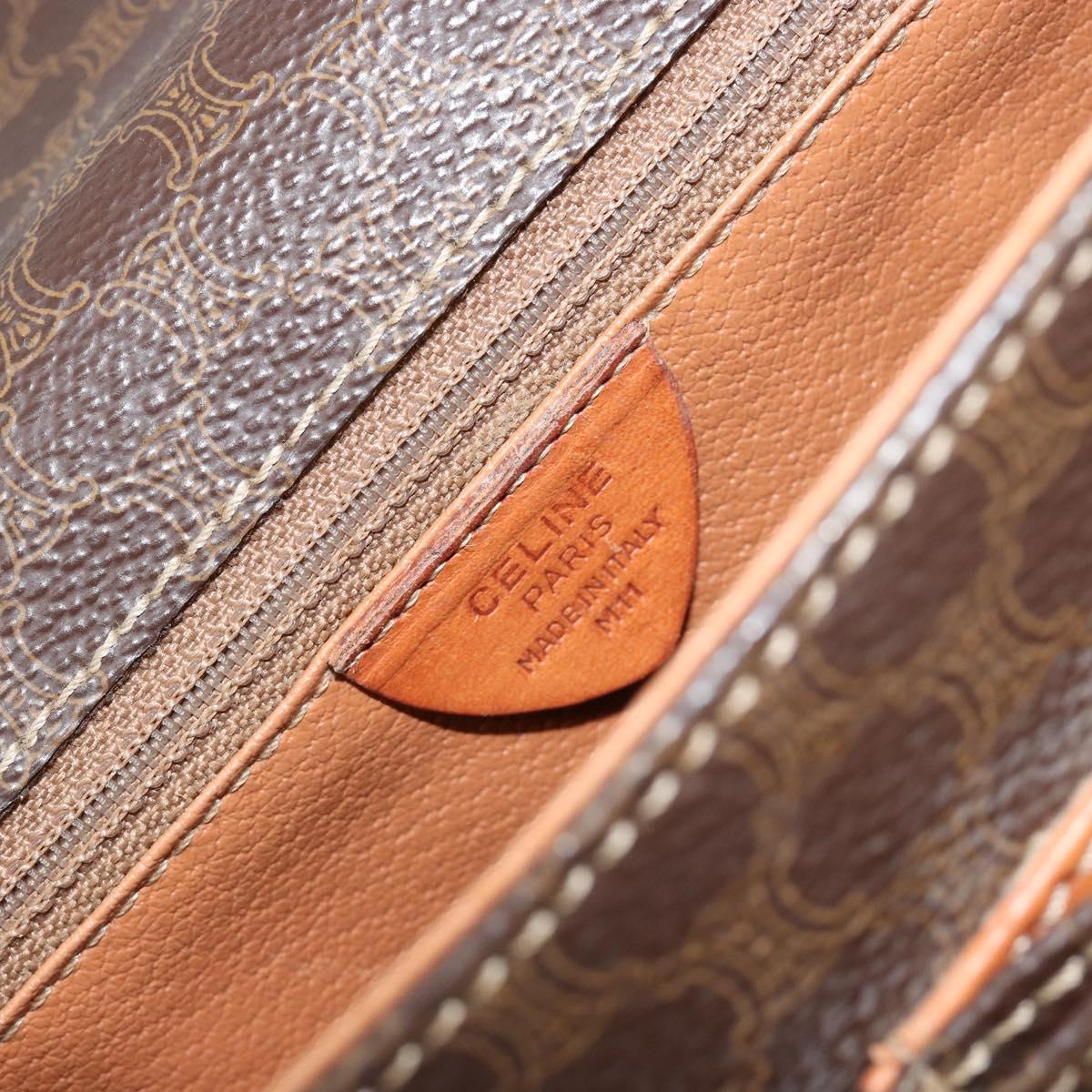 CELINE Macadam Canvas Shoulder Bag PVC Leather Brown Gold Auth 180612A