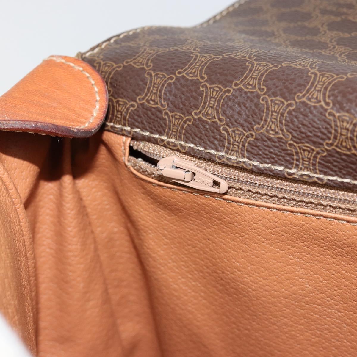 CELINE Macadam Canvas Shoulder Bag PVC Leather Brown Gold Auth 180612A