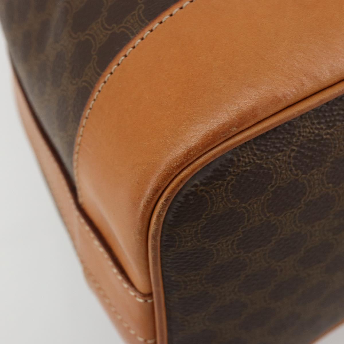 CELINE Macadam Canvas Purse Shoulder Bag PVC Leather Brown Gold Auth 180626A
