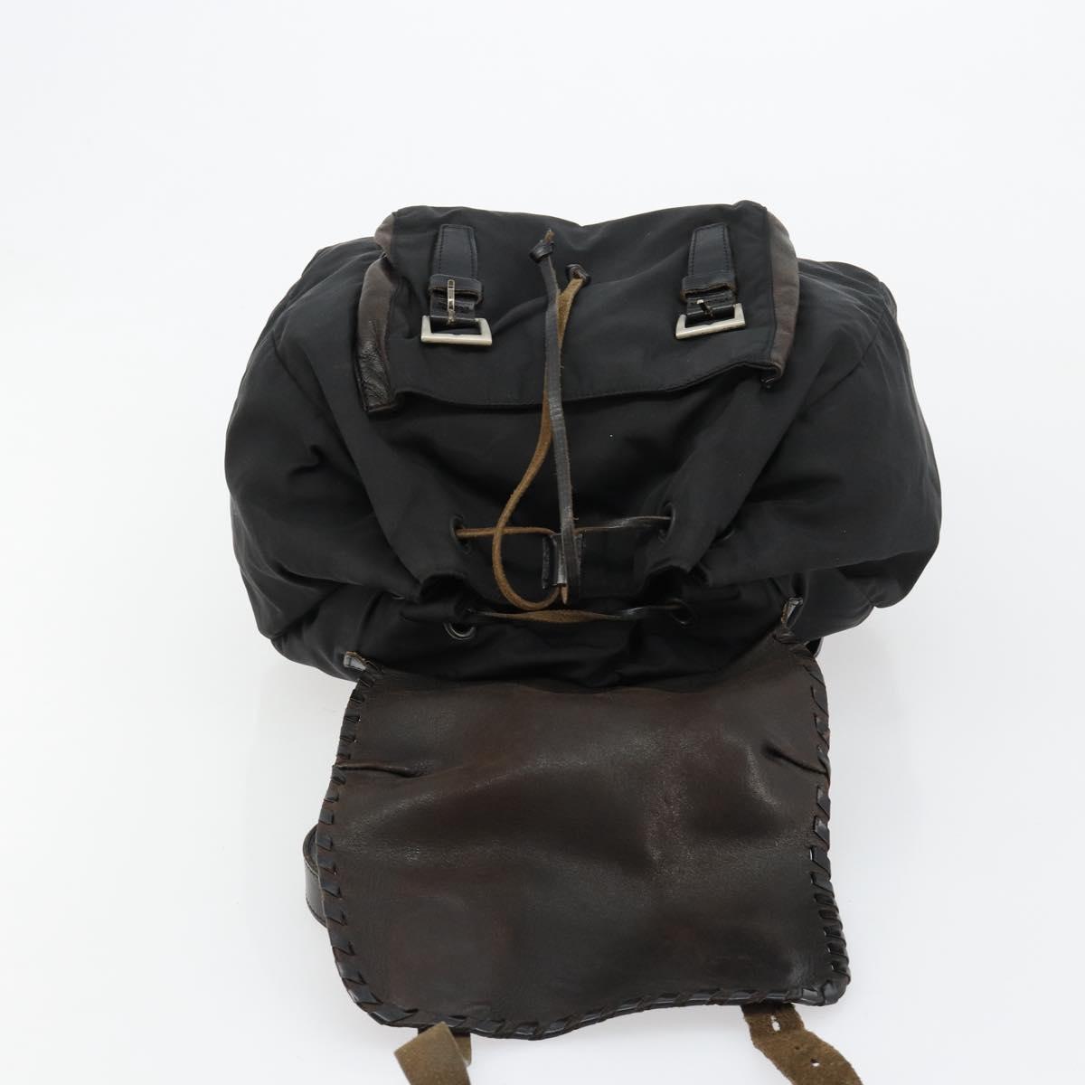 PRADA Backpack Nylon Black Silver Auth 180627