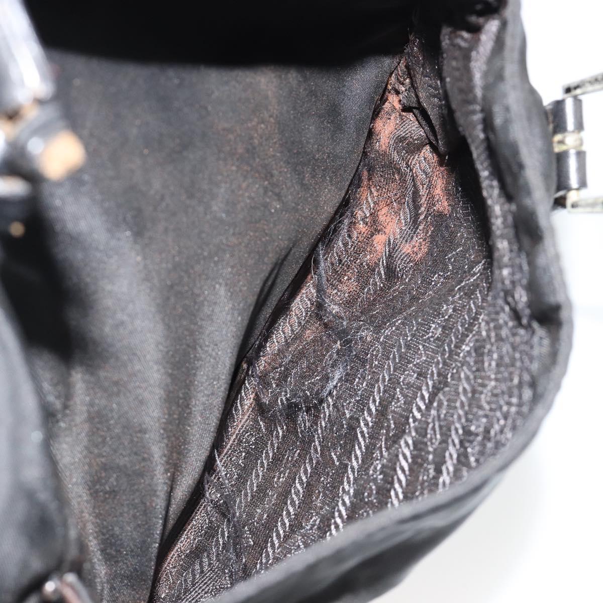 PRADA Backpack Nylon Black Silver Auth 180627