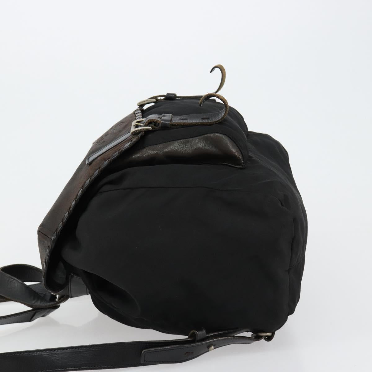 PRADA Backpack Nylon Black Silver Auth 180627