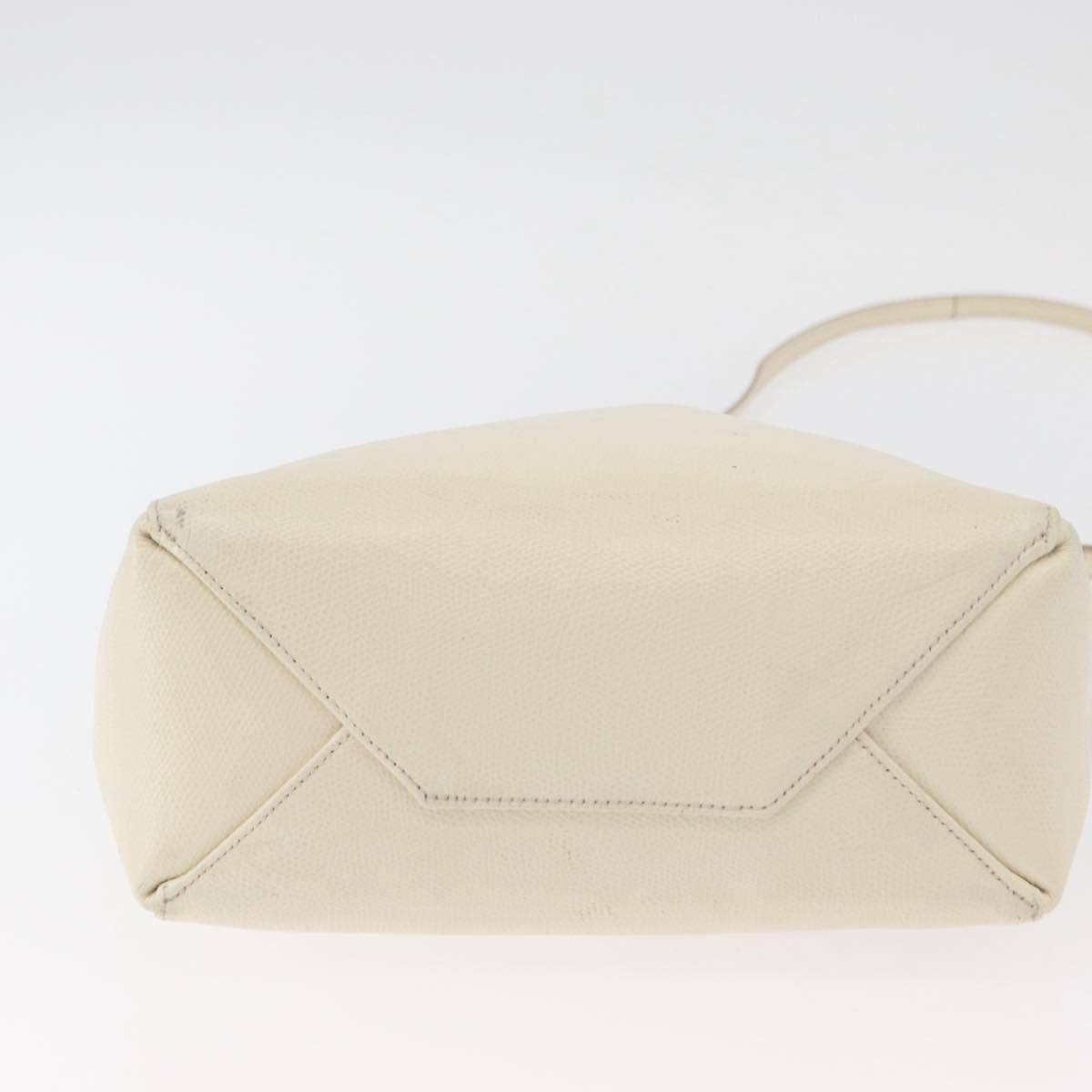 CELINE Tote Bag Leather 2way Ivory Gold Auth 180628