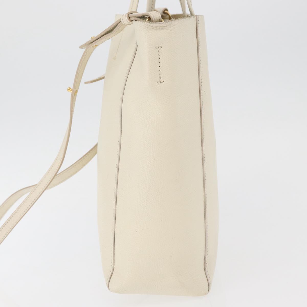 CELINE Tote Bag Leather 2way Ivory Gold Auth 180628