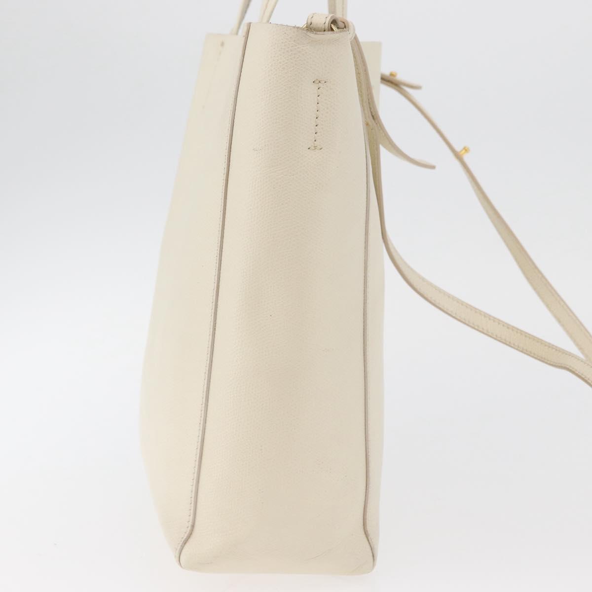 CELINE Tote Bag Leather 2way Ivory Gold Auth 180628