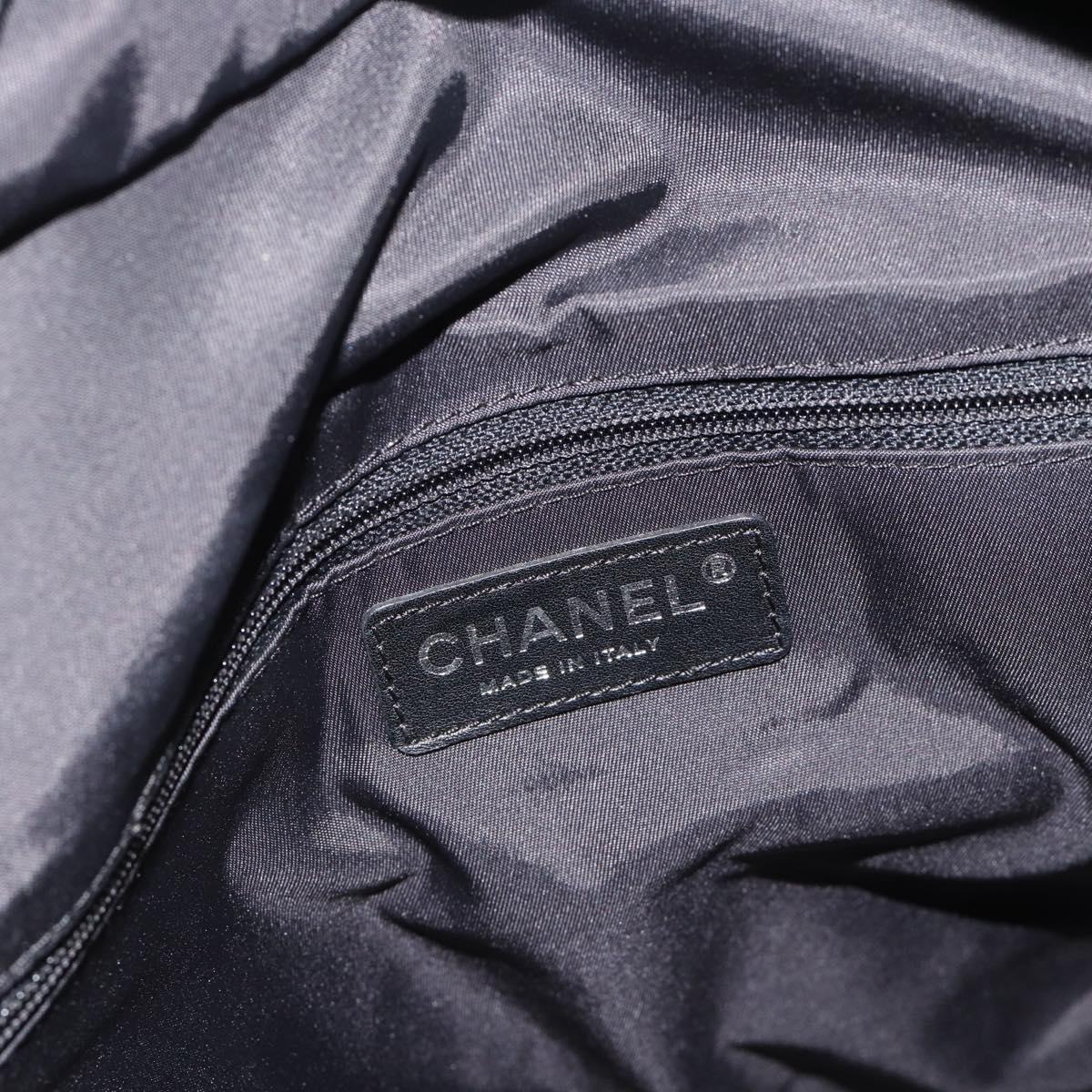 CHANEL New Travel Line Tote Bag Nylon Black Silver CC Auth 180630A