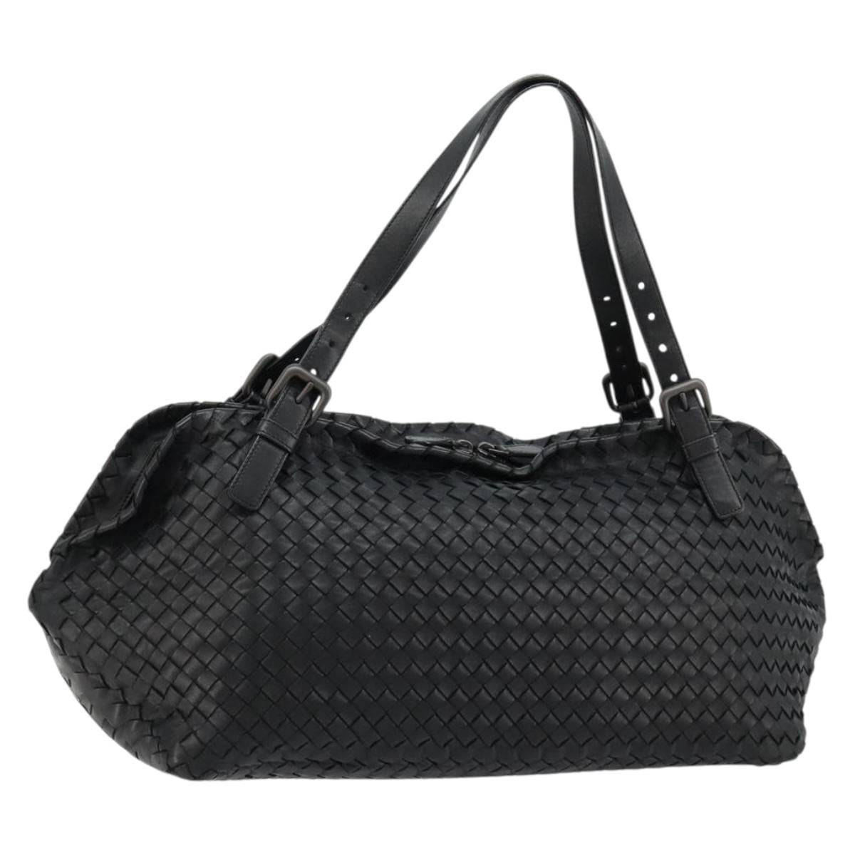 BOTTEGA VENETA INTRECCIATO Hand Bag Leather Black Auth 180631SAV