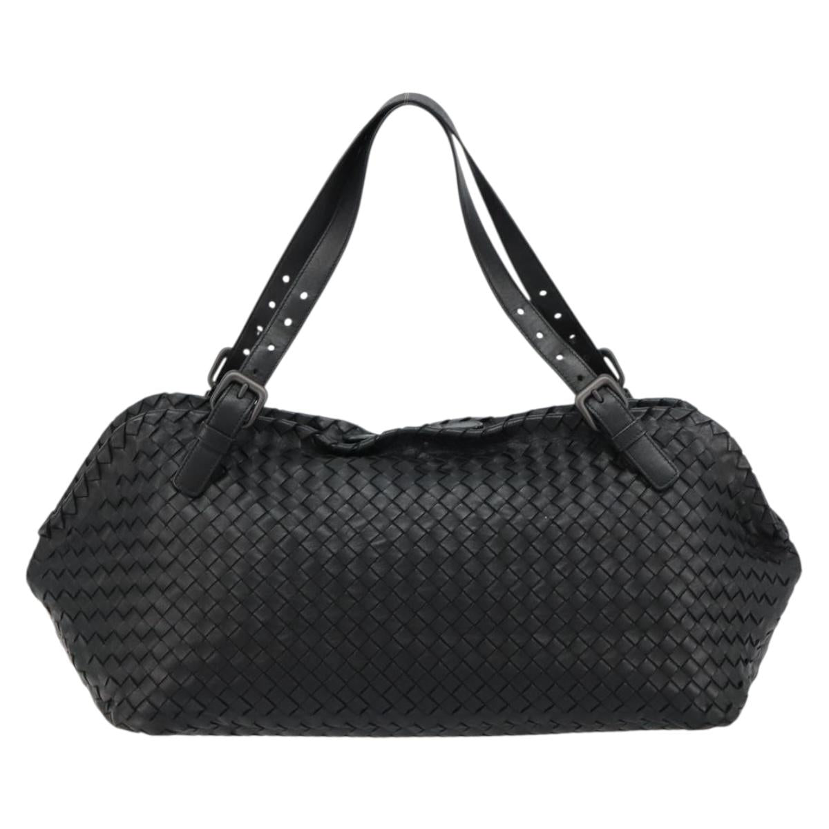 BOTTEGA VENETA INTRECCIATO Hand Bag Leather Black Auth 180631SAV