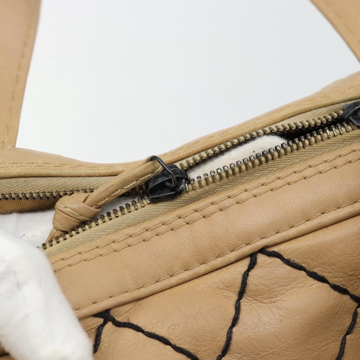 CHANEL Wild Stitch Tote Bag Leather Beige CC Auth 180632