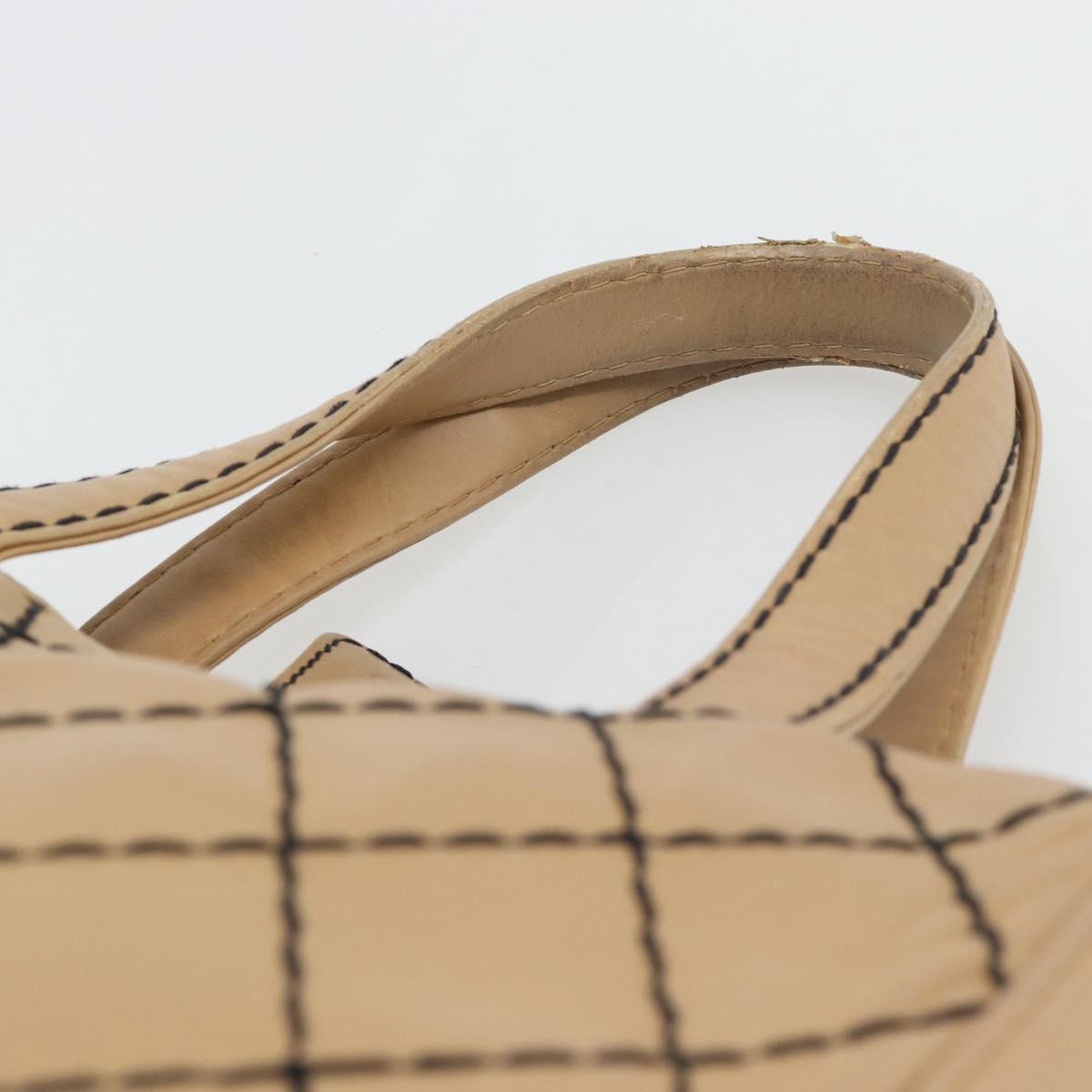 CHANEL Wild Stitch Tote Bag Leather Beige CC Auth 180632