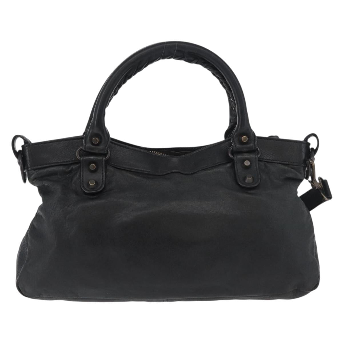 BALENCIAGA The First Hand Bag Leather 2way Black 103208 Auth 180633SAM