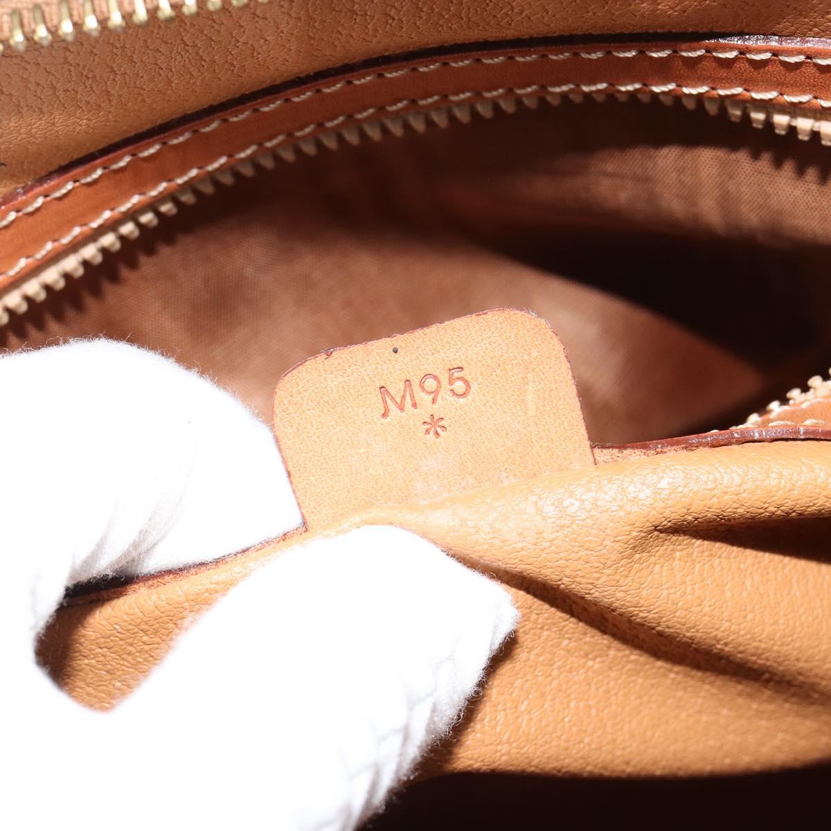 CELINE Macadam Canvas Hand Bag PVC Leather 2way Brown Gold Auth 180638A