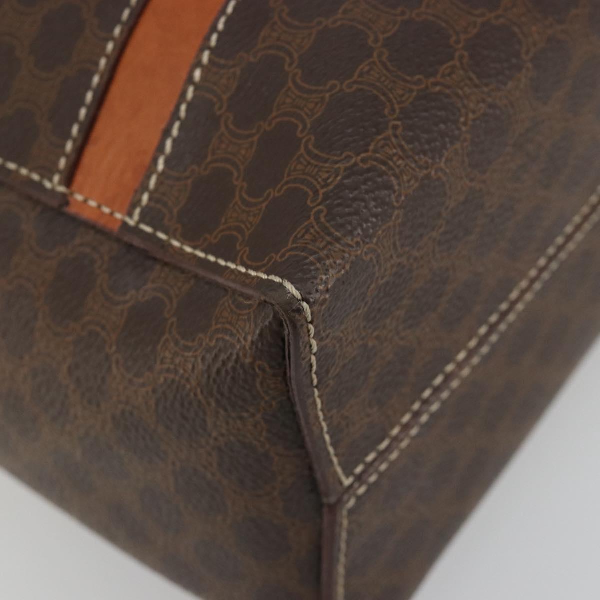 CELINE Macadam Canvas Hand Bag PVC Leather Brown Gold Auth 180639