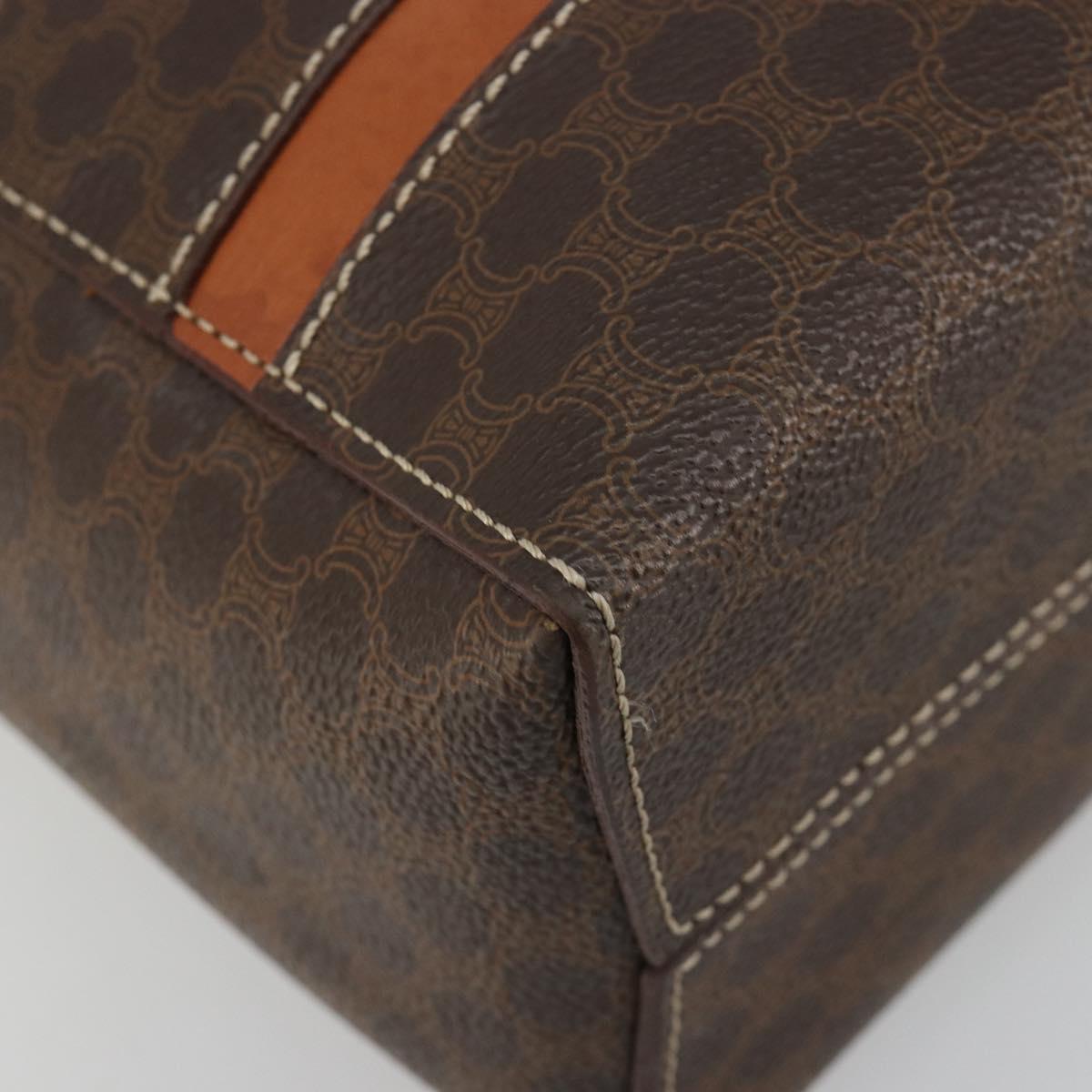 CELINE Macadam Canvas Hand Bag PVC Leather Brown Gold Auth 180639