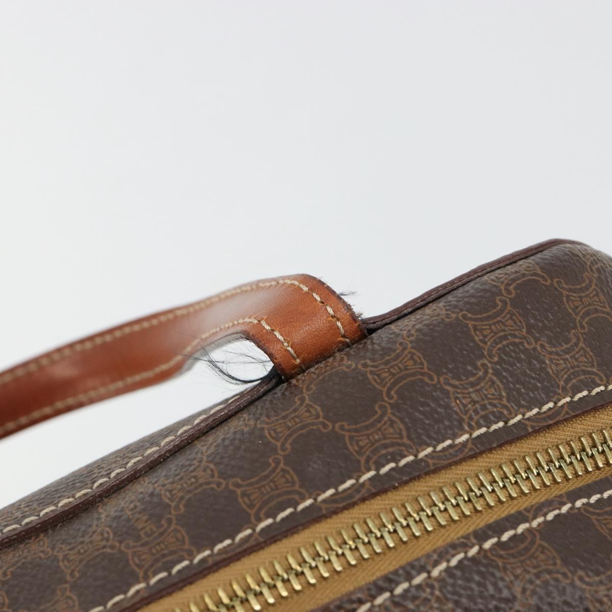CELINE Macadam Canvas Hand Bag PVC Leather Brown Gold Auth 180639