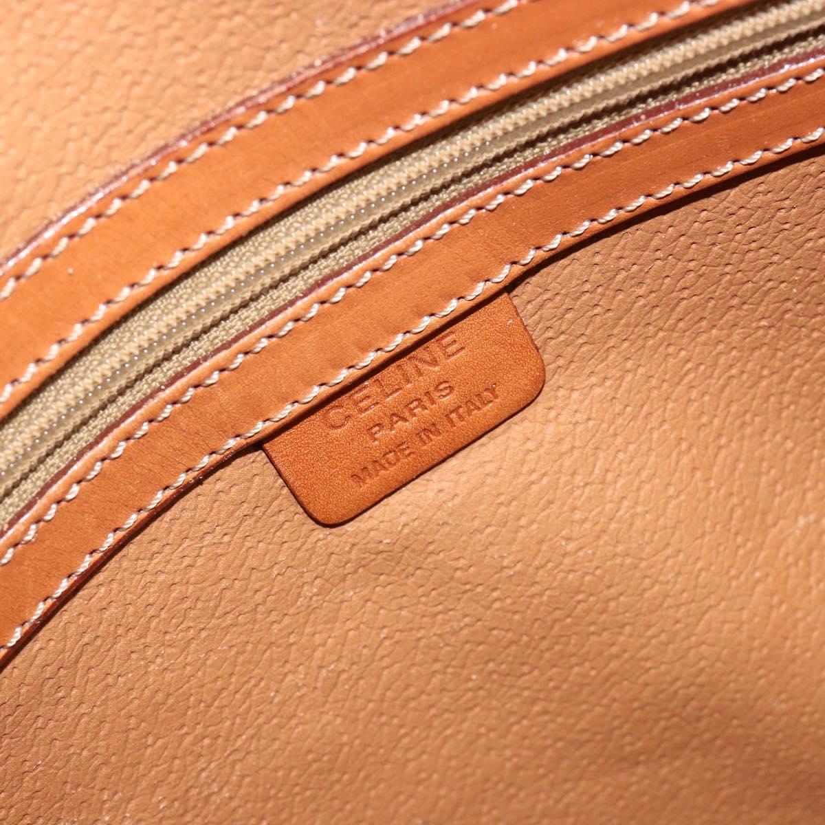 CELINE Macadam Canvas Hand Bag PVC Leather Brown Gold Auth 180639