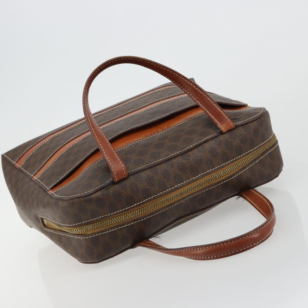 CELINE Macadam Canvas Hand Bag PVC Leather Brown Gold Auth 180639