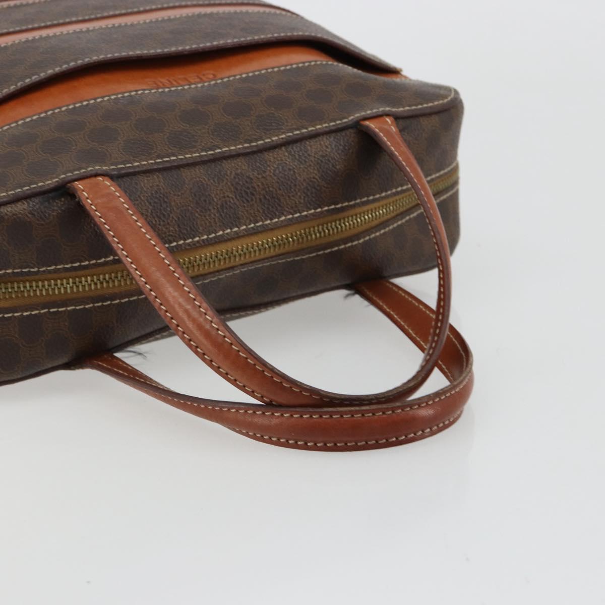 CELINE Macadam Canvas Hand Bag PVC Leather Brown Gold Auth 180639