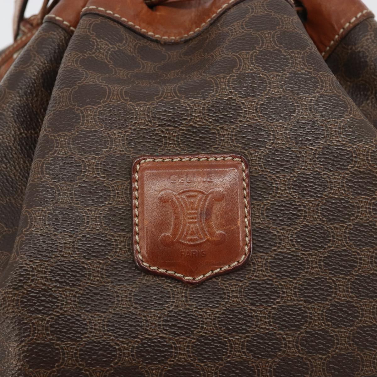 CELINE Macadam Canvas Purse Shoulder Bag PVC Leather Brown Gold Auth 180641