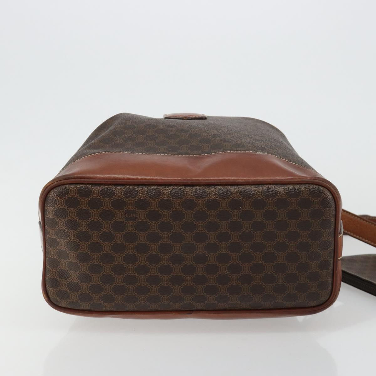 CELINE Macadam Canvas Purse Shoulder Bag PVC Leather Brown Gold Auth 180641