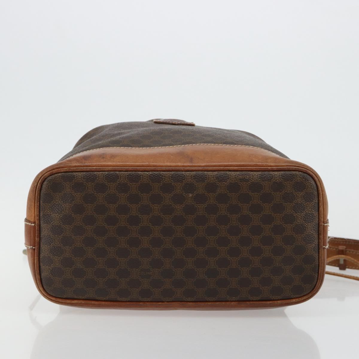 CELINE Macadam Canvas Shoulder Bag PVC Leather Brown Gold Auth 180643