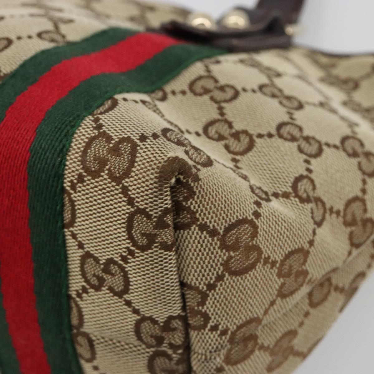 GUCCI GG Canvas Web Sherry Line Hand Bag Beige Gold 139261 Auth 180644