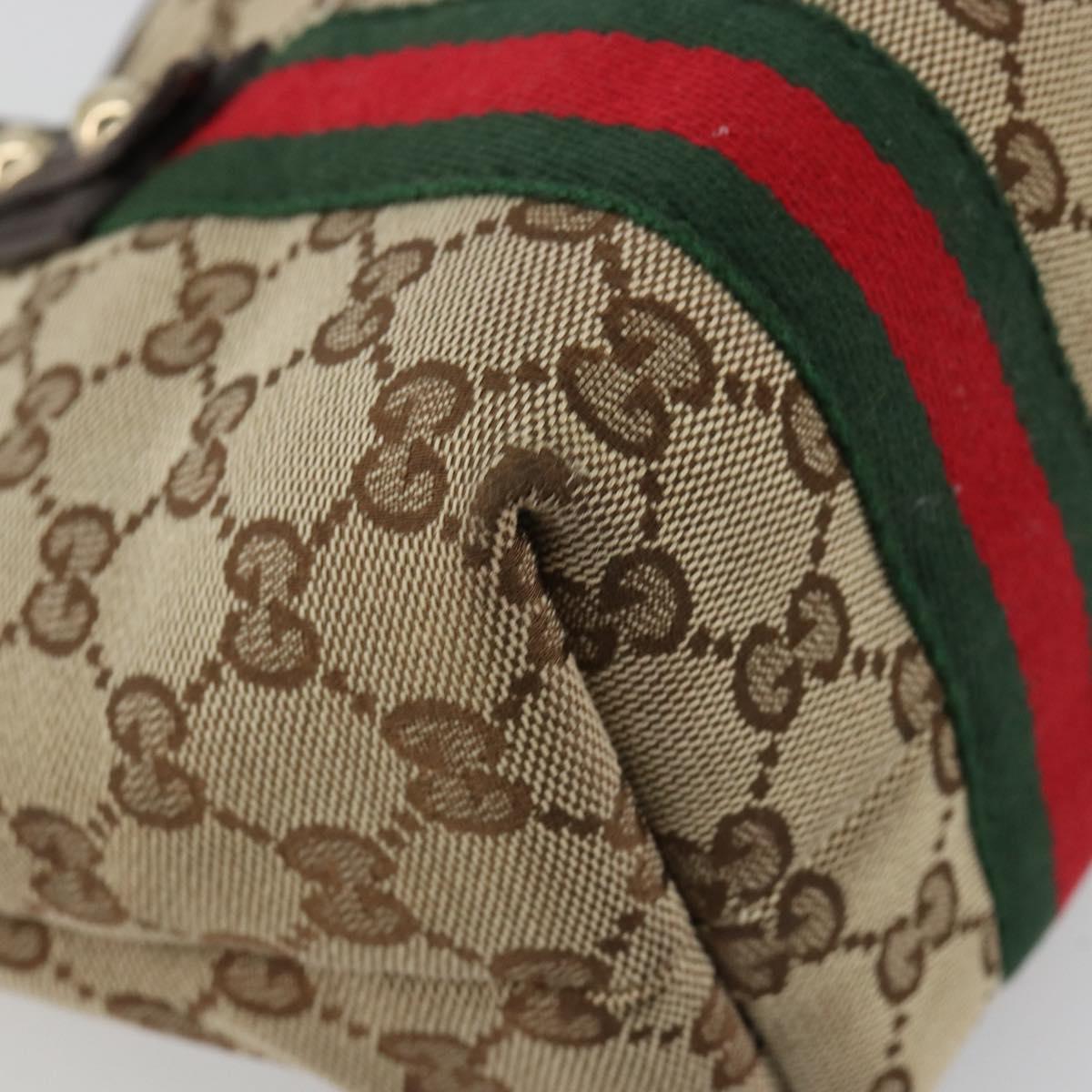 GUCCI GG Canvas Web Sherry Line Hand Bag Beige Gold 139261 Auth 180644