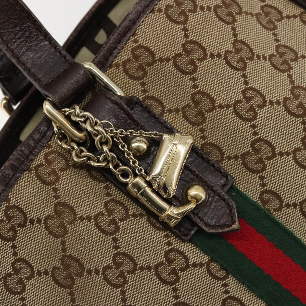 GUCCI GG Canvas Web Sherry Line Hand Bag Beige Gold 139261 Auth 180644
